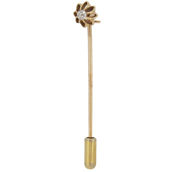 A Victorian, 15ct yellow gold, diamond set stick pin.