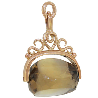 A mid-20th century, 9ct yellow gold, smoky citrine set swivel seal fob.
