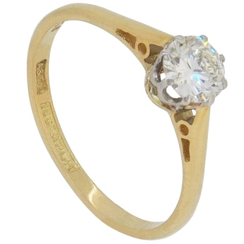An early 20th century, 18ct yellow gold with platinum setting, diamond set, single stone ring.