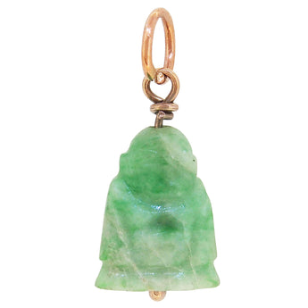 A mid-20th century, 9ct rose gold, jadeite buddha set pendant.