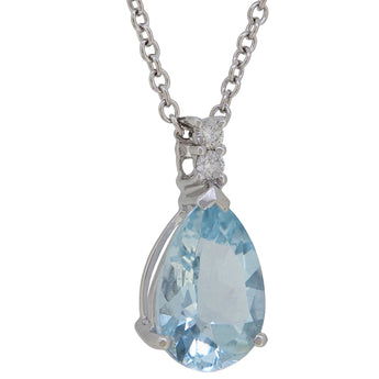A modern, 18ct white gold, aquamarine & diamond set pendant & chain.