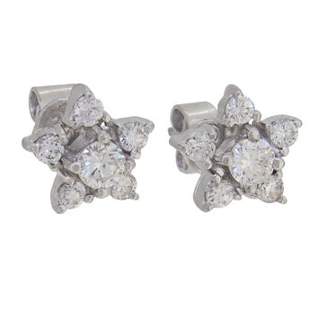 A pair of modern, 9ct white gold, diamond set, star cluster stud earrings.