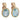 A pair of modern, 9ct yellow gold, blue topaz set stud earrings.