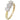 An 18ct yellow & white gold, diamond set three stone ring.