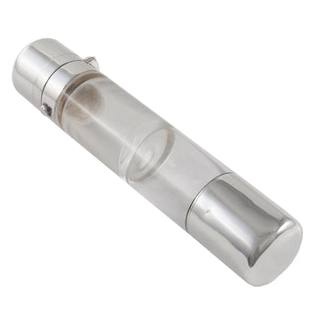 A Victorian, glass, double ended scent bottle with silver lids.