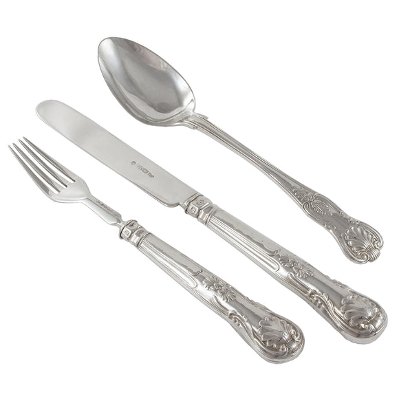 A Victorian, silver, child's knife, fork & spoon