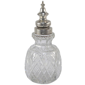 A Victorian, glass scent bottle with a silver mount & lid.