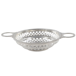 An early 20th century, silver, circular, pierced dish with twin loop handles.