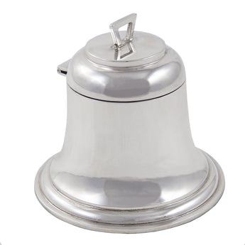 An Edwardian, silver, bell shaped inkwell with a clear glass liner