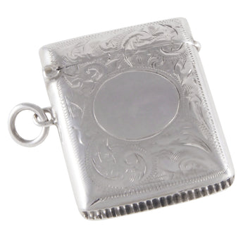 An Edwardian, silver vesta case with a vacant circular cartouche on the front & floral design on the front & half of the rear.