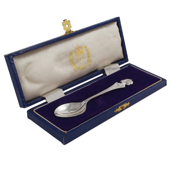A silver spoon & fitted case commemorating the Silver Jubilee of Queen Elizabeth II