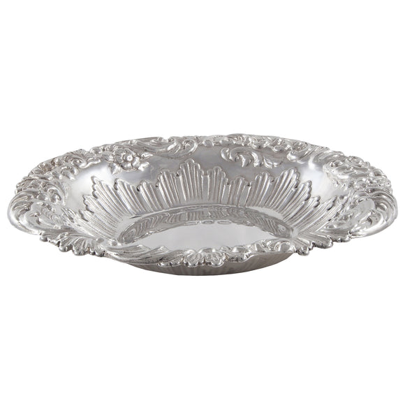 A Victorian, silver, circular, embossed dish