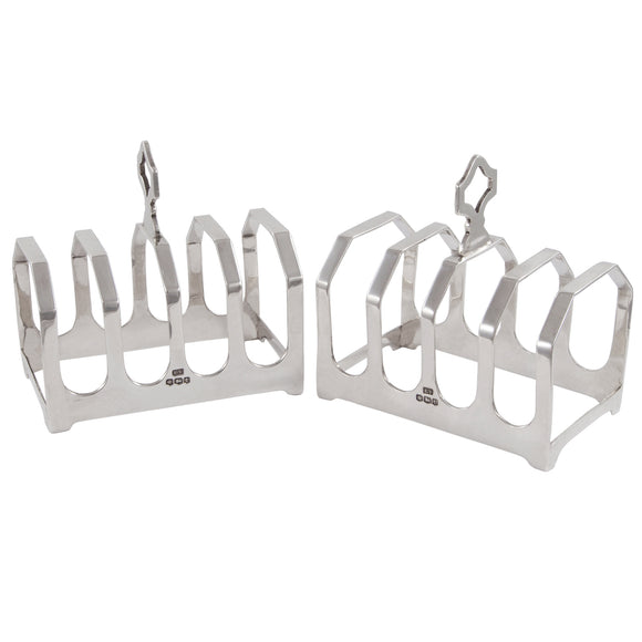 A pair of early 20th century, silver, four slice toast racks