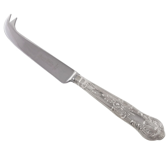 A modern, silver handled cheese knife