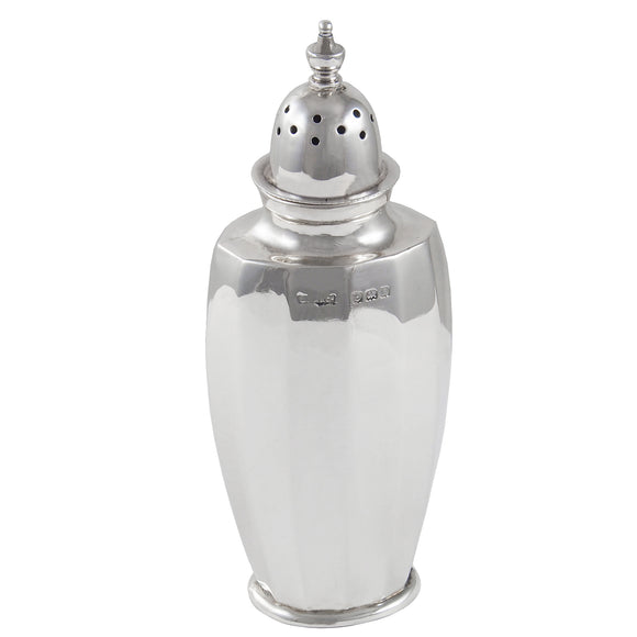 An early 20th century, silver, twelve panelled pepper pot