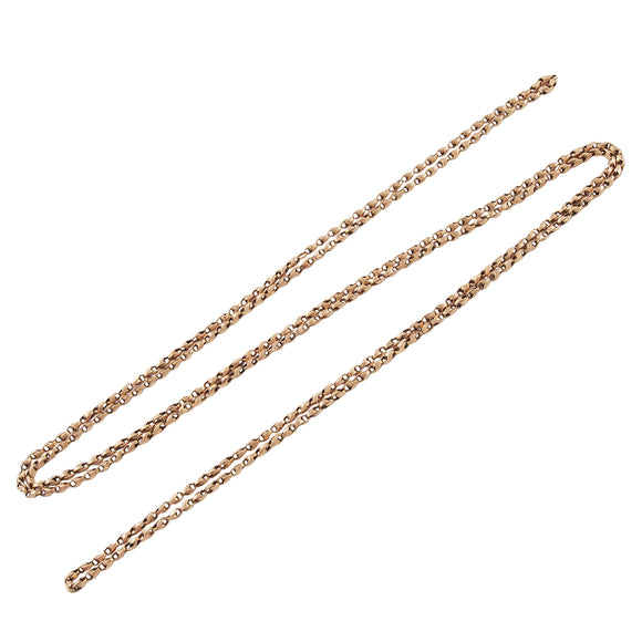 A Victorian, 9ct yellow gold, long guard chain
