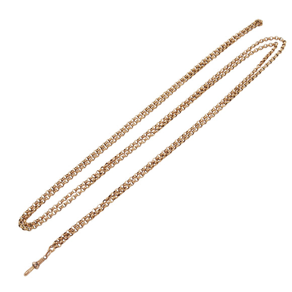 An early 20th century, 9ct yellow gold, round belcher link guard chain