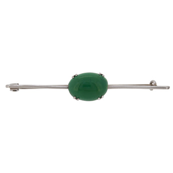 An early 20th century, silver, green carnelian set bar brooch