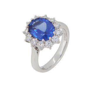 Tanzanite & Diamond Set Cluster Ring