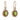 A pair of modern, 9ct yellow gold, peridot & opal set drop earrings