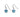 A pair of modern, silver, blue & white enamel set, trillium drop earrings