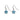 A pair of modern, silver, blue & white enamel set, trillium drop earrings