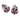  A pair of modern, 18ct white gold, ruby & diamond set, domed, cluster stud earrings