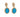 A pair of modern, 9ct yellow gold, turquoise set, oval drop earrings