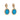 A pair of modern, 9ct yellow gold, turquoise set, oval drop earrings