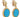 A pair of modern, 9ct yellow gold, turquoise set, oval drop earrings.