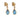 A pair of modern, 9ct yellow gold, blue topaz set drop earrings