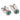 A pair of modern, 18ct white gold, emerald & diamond set cluster stud earrings
