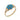 A modern, 9ct yellow gold, turquoise set cluster ring