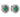 A pair of modern, 18ct white gold, emerald & diamond set stud earrings.