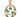 A modern, 9ct yellow gold, emerald set pendant.
