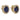 A pair of modern, 18ct yellow gold, sapphire &amp; diamond set cluster stud earrings.