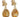 A pair of modern, 9ct yellow gold, citrine set drop earrings with a cord border.