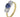 A modern, 18ct yellow gold, sapphire & diamond set three stone ring.