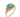 A modern, 9ct yellow gold, turquoise & pearl set cluster ring