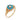 A modern, 9ct yellow gold, turquoise & pearl set cluster ring