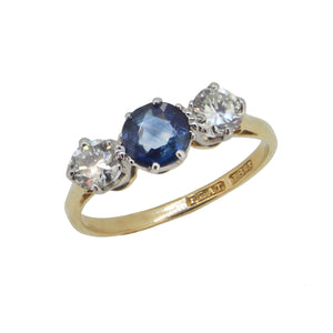 Sapphire & Diamond Set Three Stone Ring