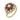 A modern, 9ct yellow gold, garnet & pearl set floral ring