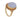 A modern, 9ct yellow gold, blue lace agate set, single stone ring with a double cord border
