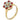 A modern, 18ct yellow gold, opal, ruby & diamond set cluster ring.