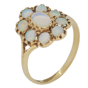 Opal Set Cluster Ring