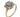 A modern, 9ct yellow gold, opal set cluster ring