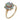 A modern, 9ct yellow gold, opal set cluster ring