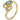 A modern, 18ct yellow gold, emerald & diamond set, two stone, Art Nouveau style crossover ring.