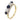 A modern, 18ct yellow gold, sapphire & diamond set, five stone half hoop ring.