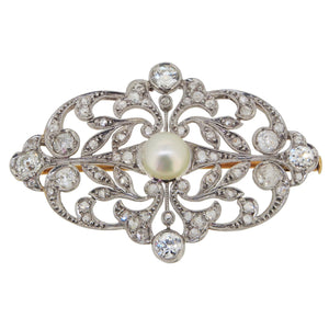 Diamond & Pearl Set Brooch